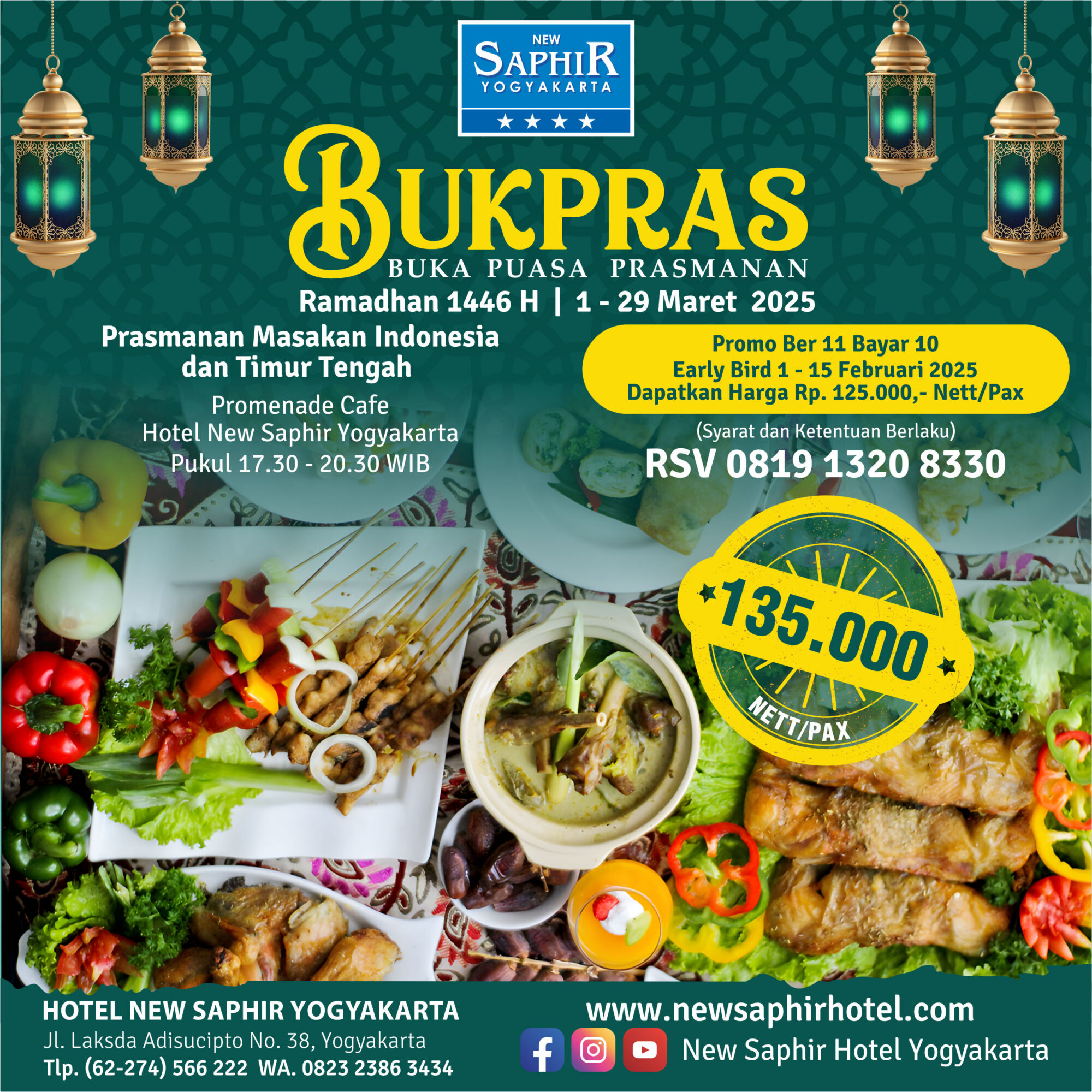 Paket Buka Puasa Prasmanan 2025 Rp 135.000 di Hotel New Saphir Yogyakarta